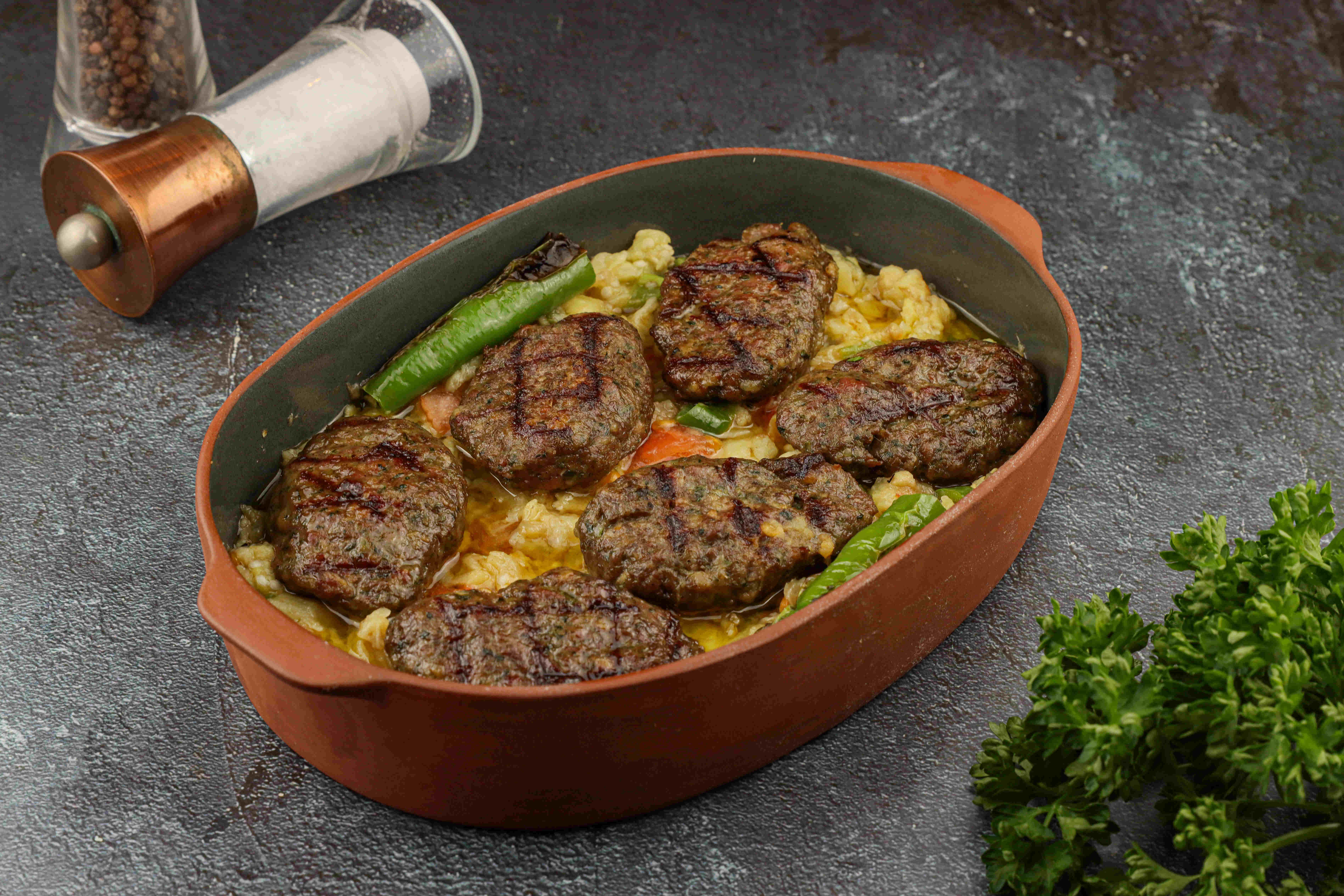 meatballs with eggplant pure